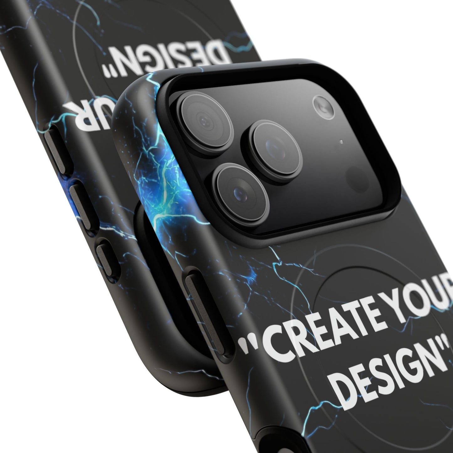 Magnetic Phone Case — Customizable "Create Your Design" Electric Lightning
