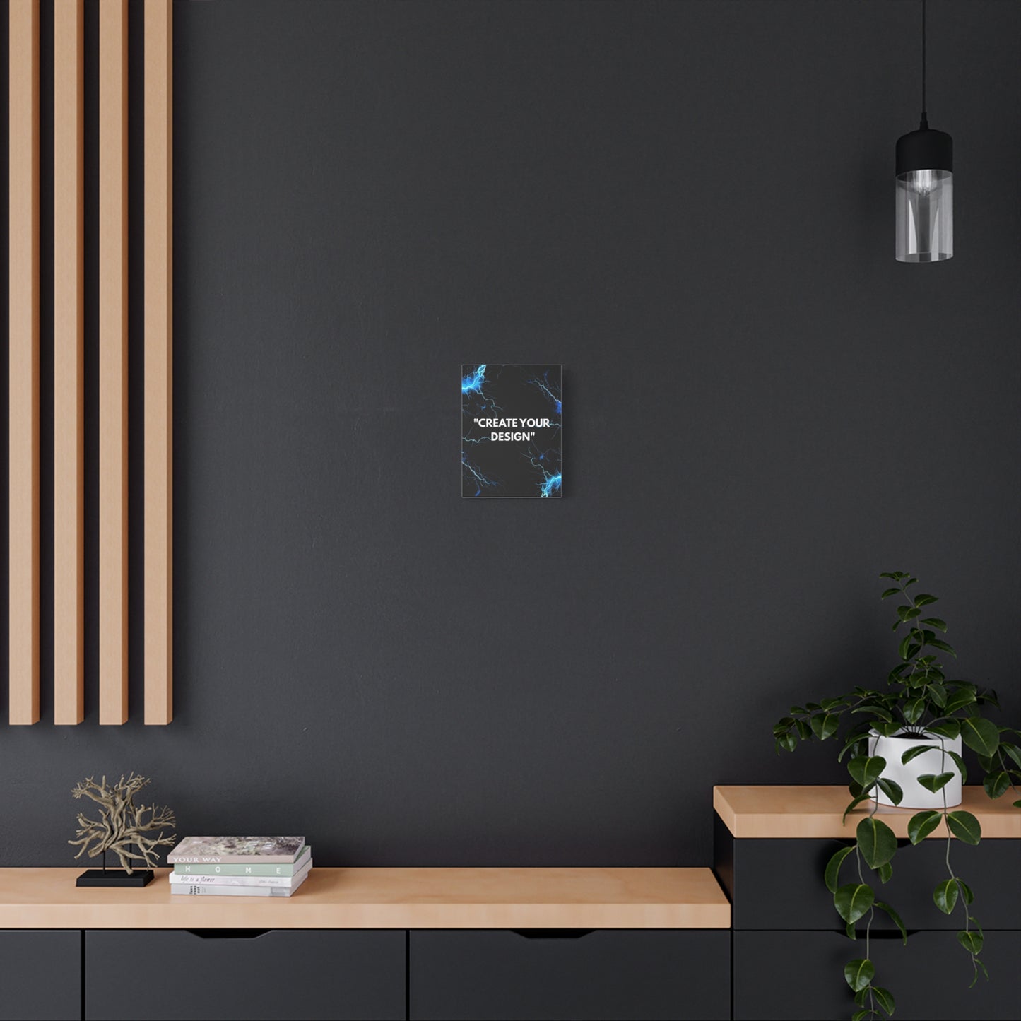 Abstract Blue Lightning Matte Canvas Print — "Create Your Design" Stretched Wall Art