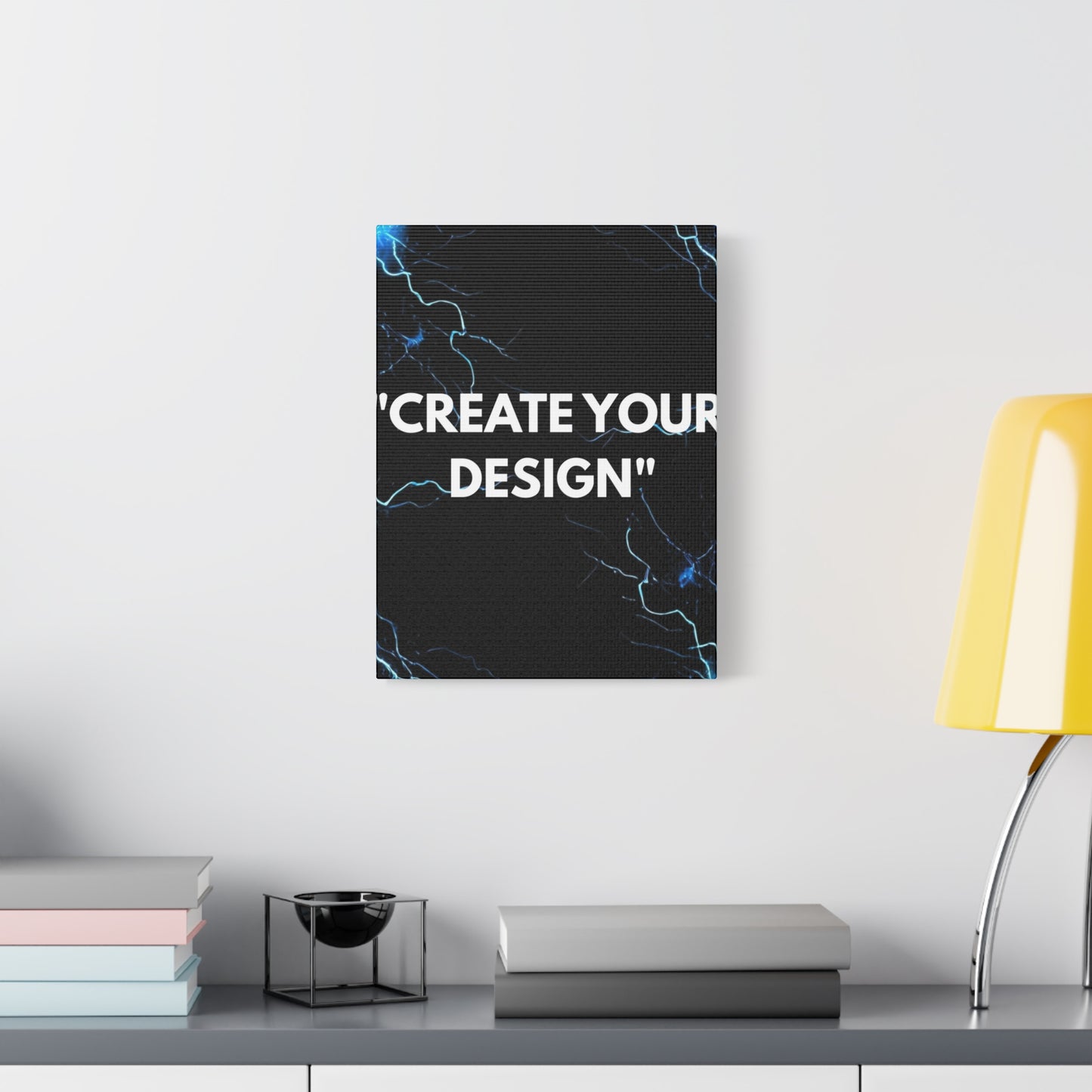 Electric Blue Lightning Matte Canvas Print — "Create Your Design" Stretched Wall Art