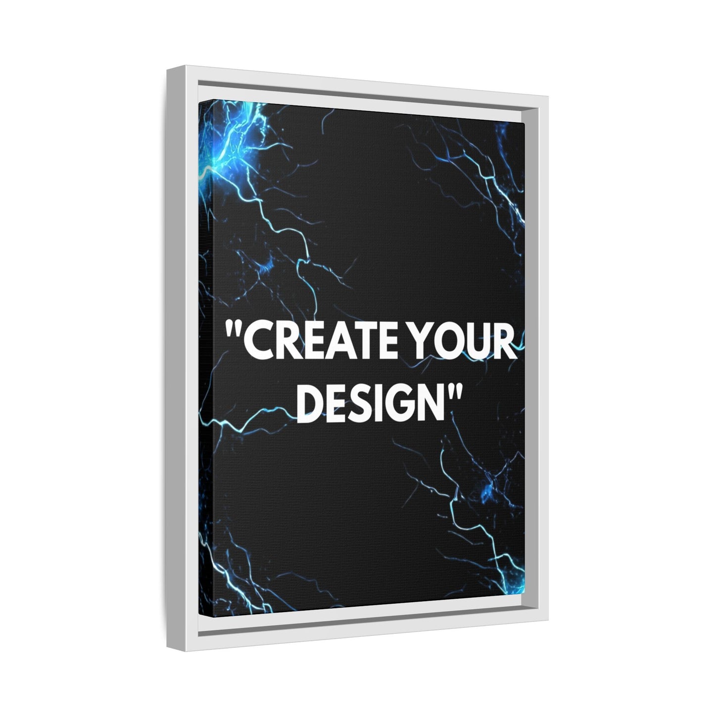 Framed Matte Canvas Wall Art – "Create Your Design" Modern Black Lightning Print