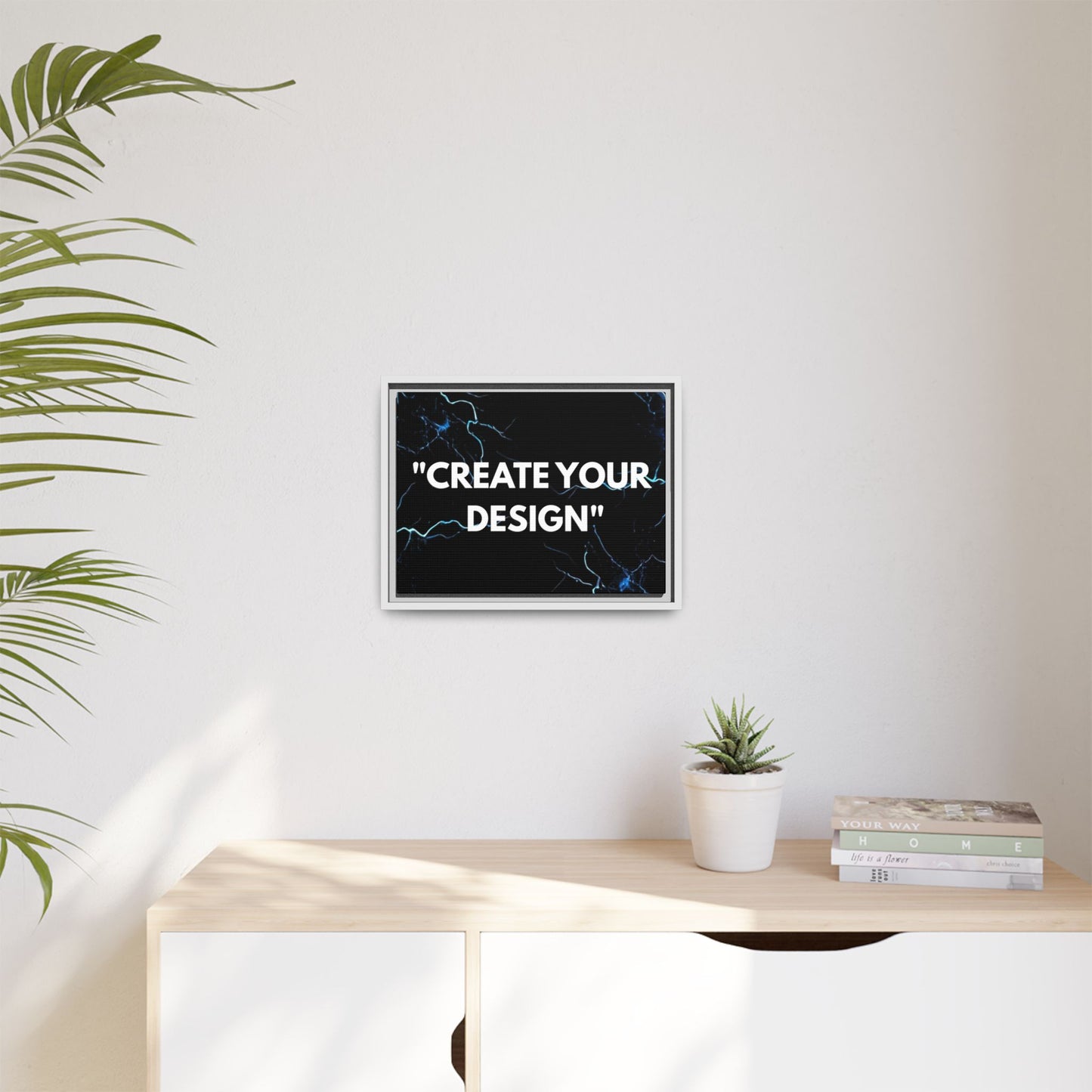 Framed Matte Canvas Wall Art – "Create Your Design" Modern Black Lightning Print