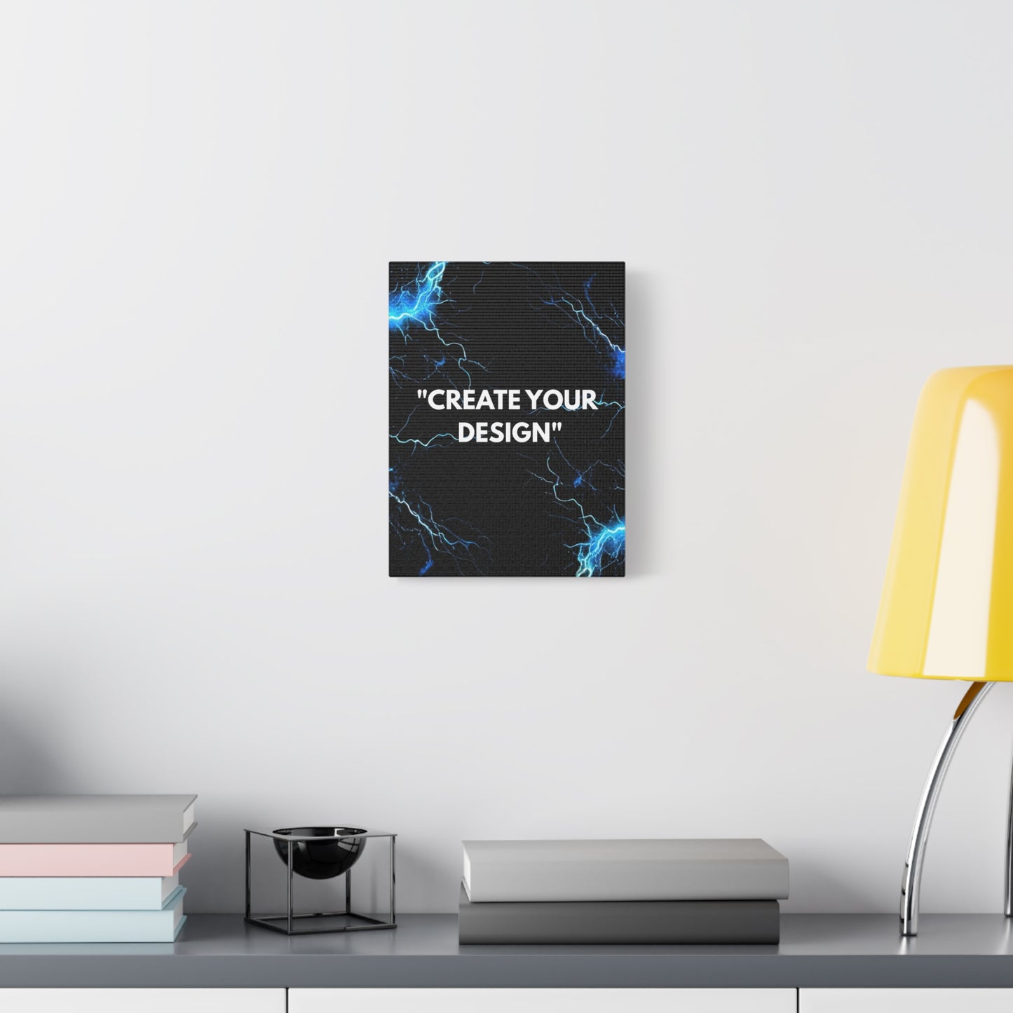 Abstract Blue Lightning Matte Canvas Print — "Create Your Design" Stretched Wall Art