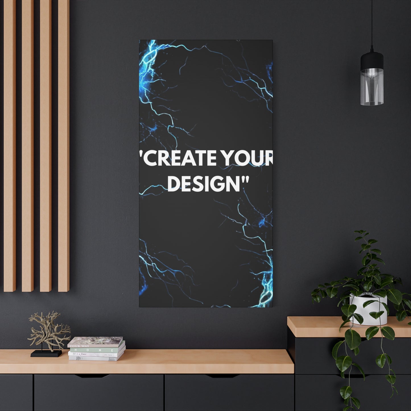 Electric Blue Lightning Matte Canvas Print — "Create Your Design" Stretched Wall Art