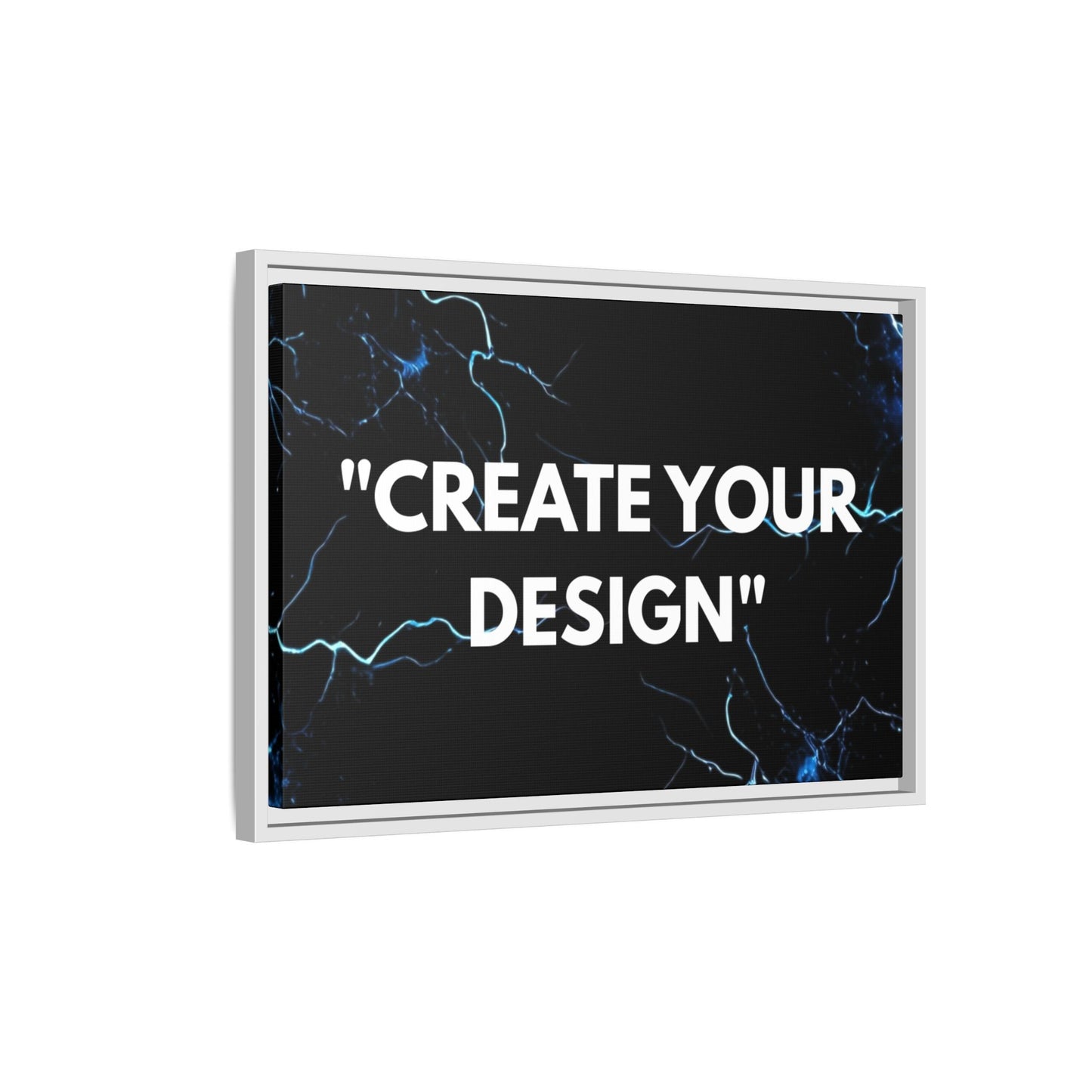 Framed Matte Canvas Wall Art – "Create Your Design" Modern Black Lightning Print