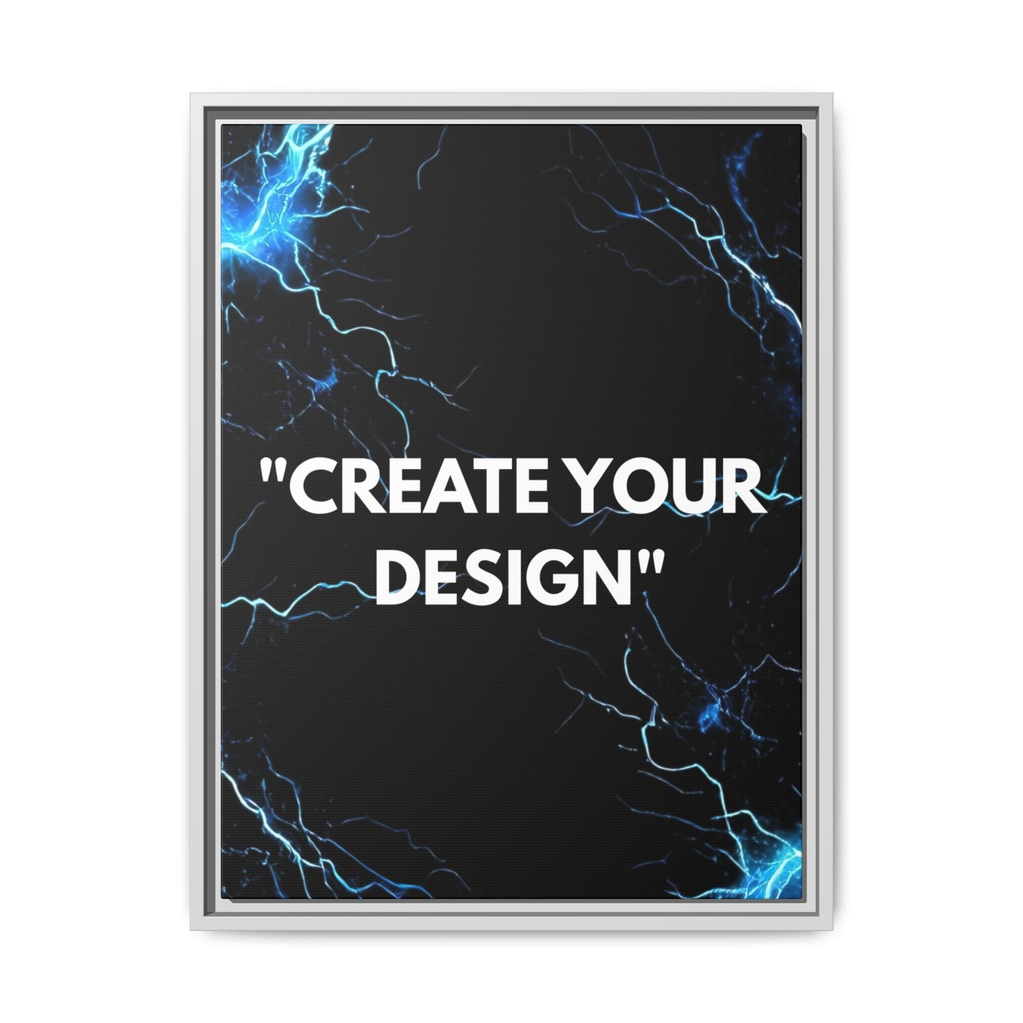 Framed Matte Canvas Wall Art – "Create Your Design" Modern Black Lightning Print