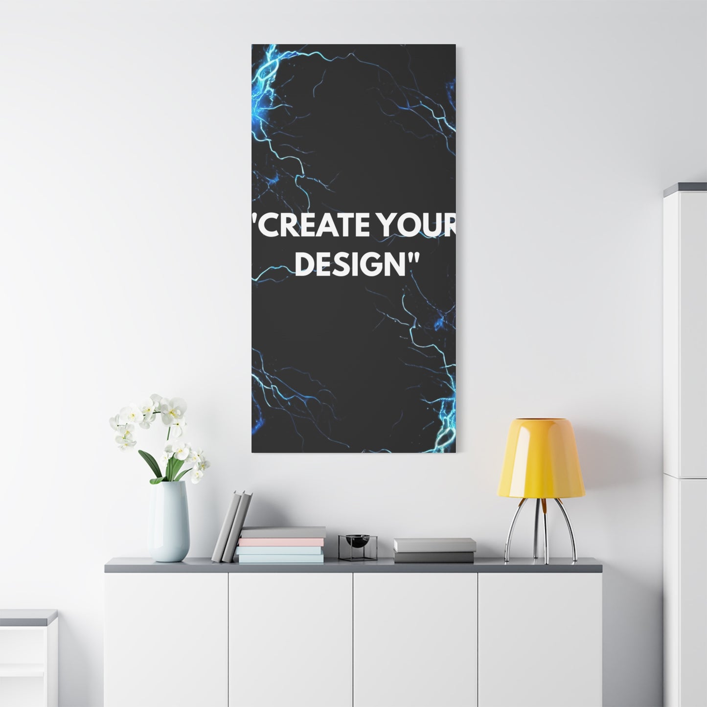 Electric Blue Lightning Matte Canvas Print — "Create Your Design" Stretched Wall Art