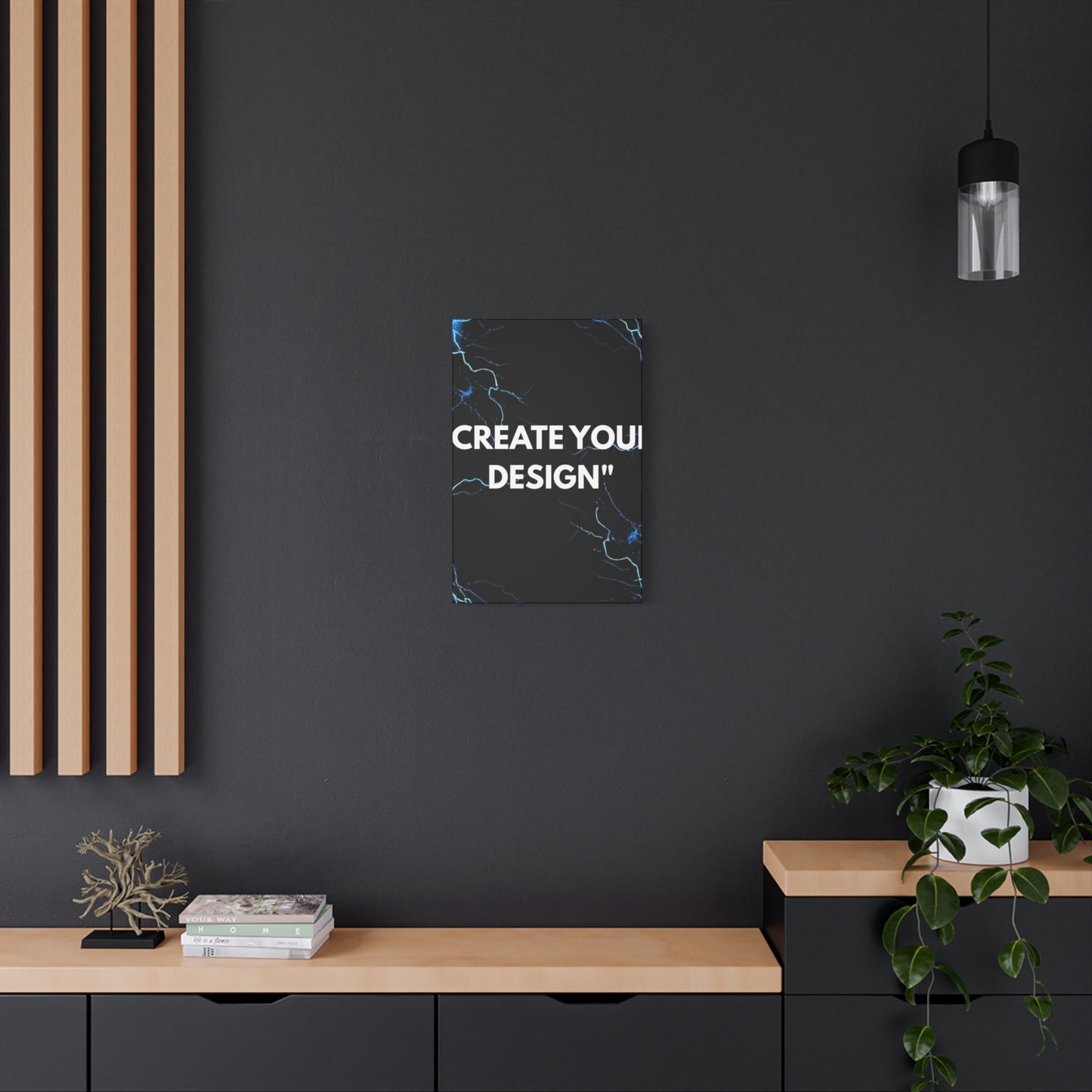 Electric Blue Lightning Matte Canvas Print — "Create Your Design" Stretched Wall Art