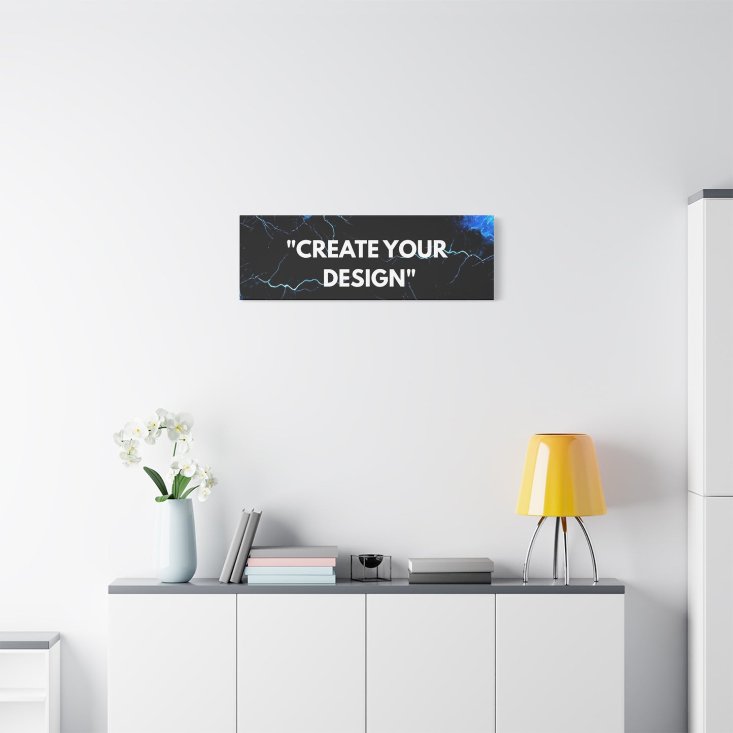 Electric Blue Lightning Matte Canvas Print — "Create Your Design" Stretched Wall Art