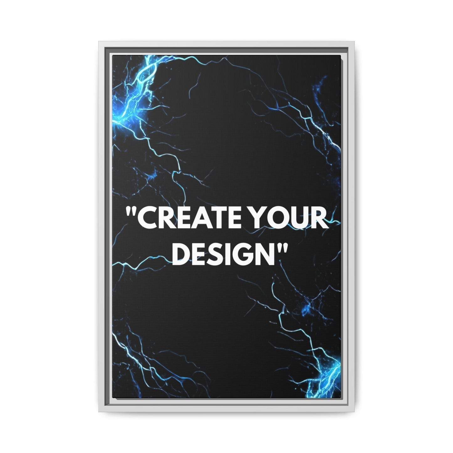 Framed Matte Canvas Wall Art – "Create Your Design" Modern Black Lightning Print