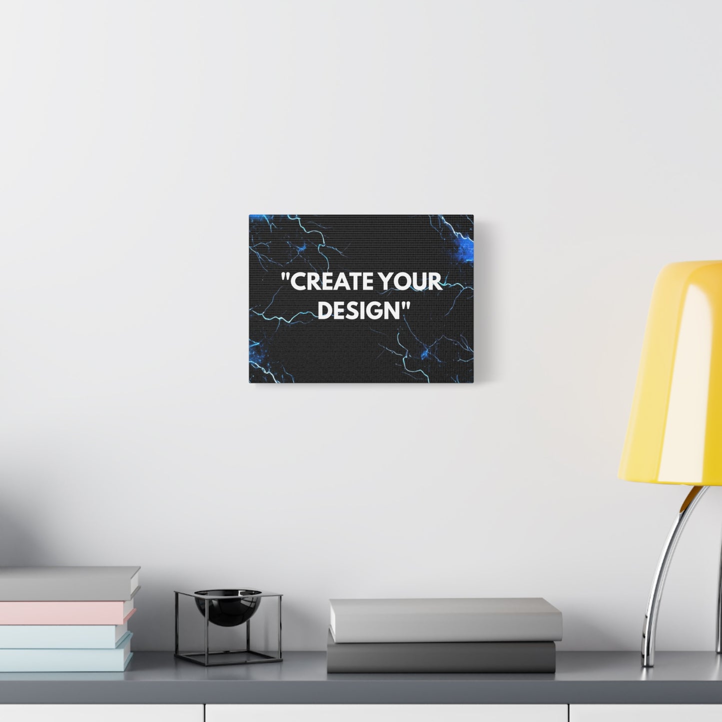 Abstract Blue Lightning Matte Canvas Print — "Create Your Design" Stretched Wall Art