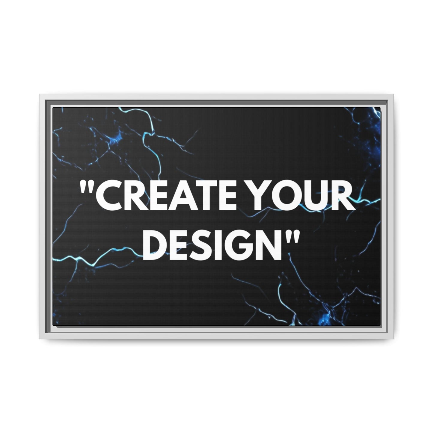 Framed Matte Canvas Wall Art – "Create Your Design" Modern Black Lightning Print