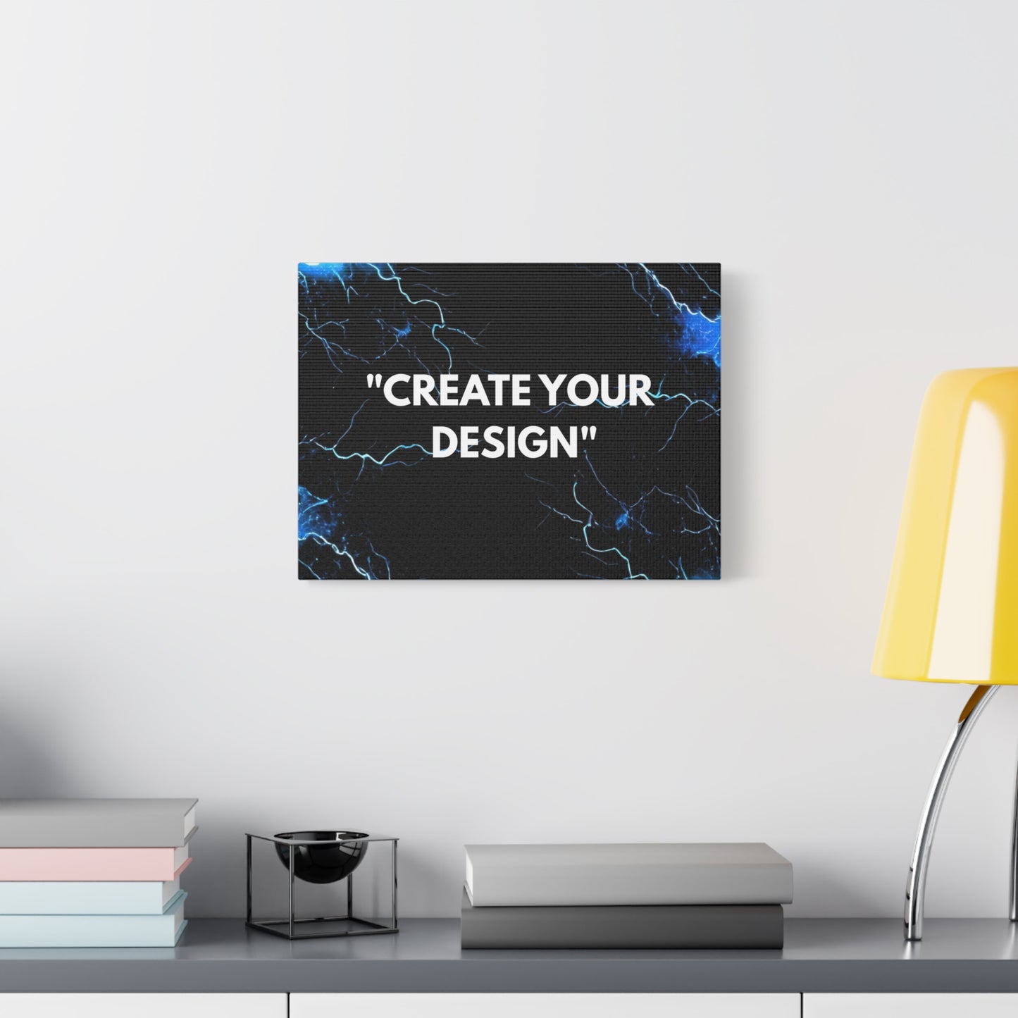 Abstract Blue Lightning Matte Canvas Print — "Create Your Design" Stretched Wall Art