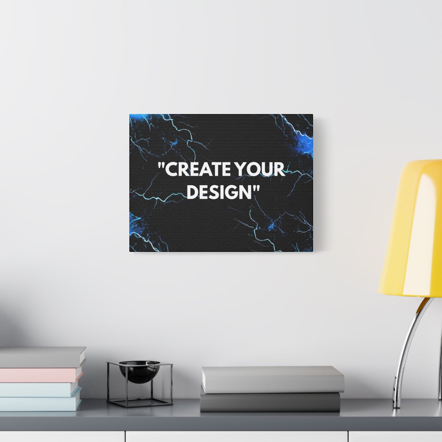 Electric Blue Lightning Matte Canvas Print — "Create Your Design" Stretched Wall Art