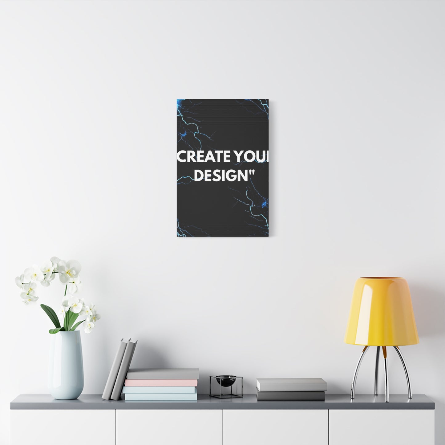 Electric Blue Lightning Matte Canvas Print — "Create Your Design" Stretched Wall Art