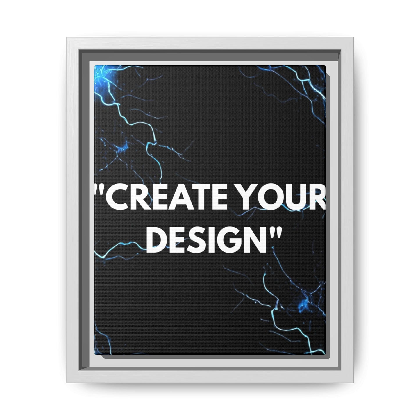 Framed Matte Canvas Wall Art – "Create Your Design" Modern Black Lightning Print
