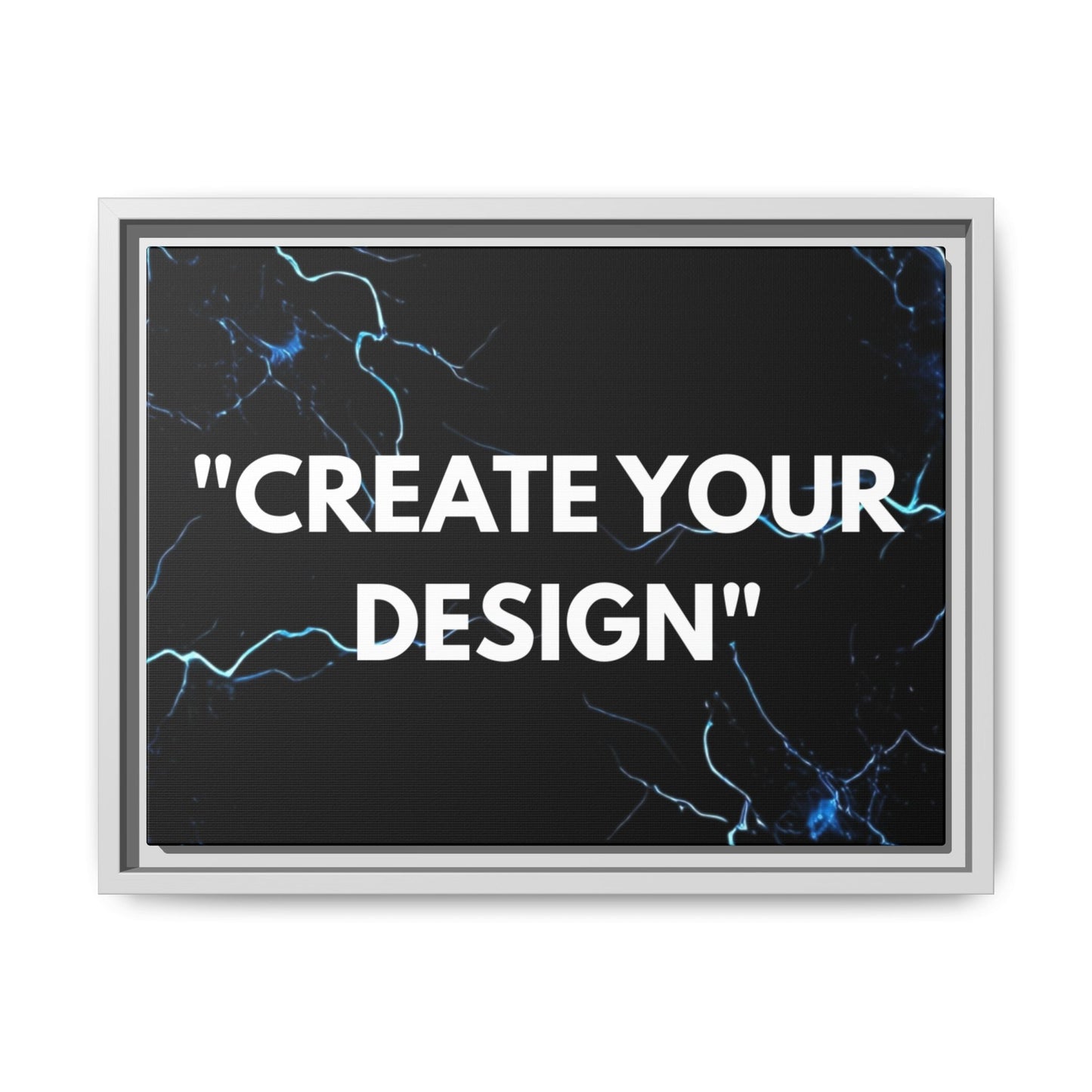 Framed Matte Canvas Wall Art – "Create Your Design" Modern Black Lightning Print