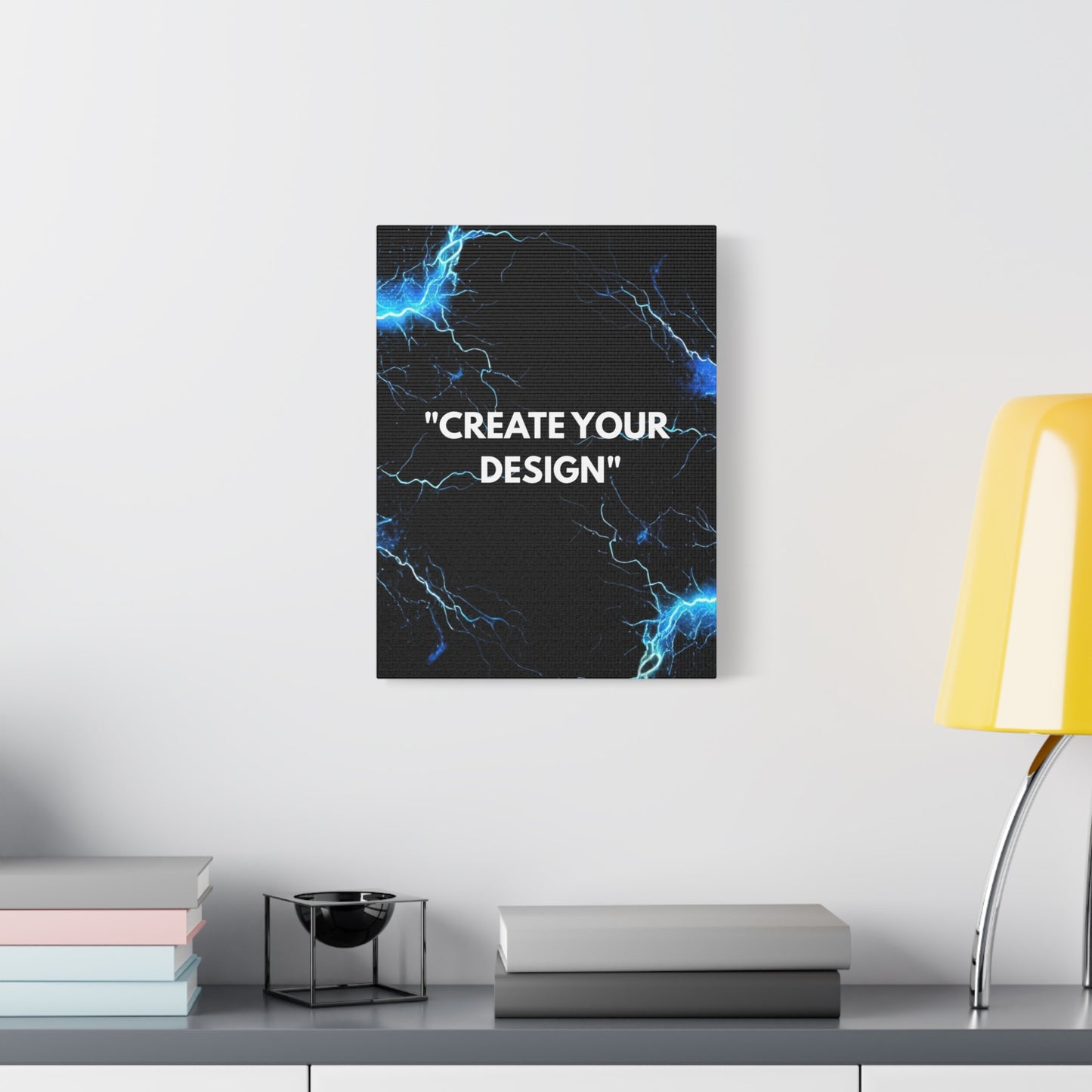 Abstract Blue Lightning Matte Canvas Print — "Create Your Design" Stretched Wall Art