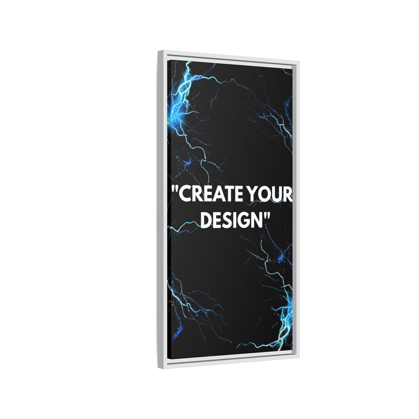 Framed Matte Canvas Wall Art – "Create Your Design" Modern Black Lightning Print