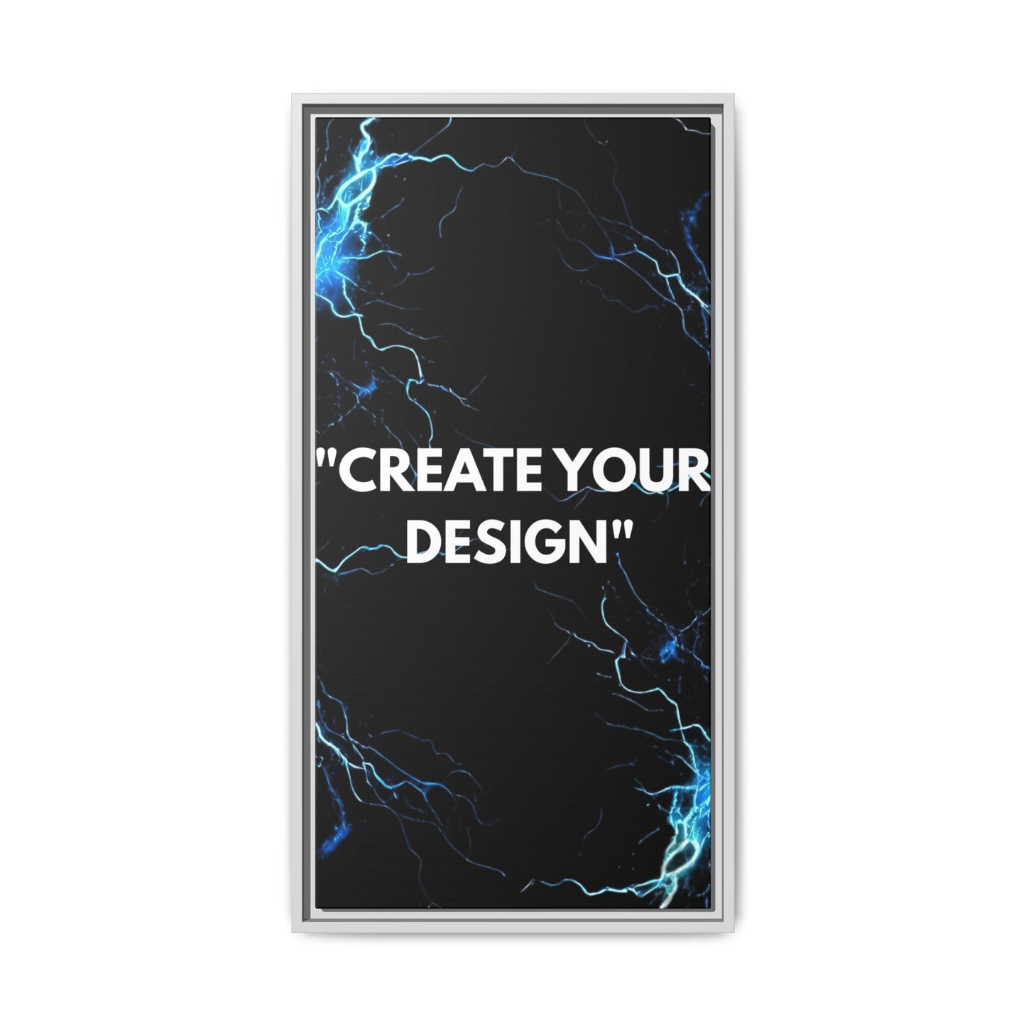 Framed Matte Canvas Wall Art – "Create Your Design" Modern Black Lightning Print