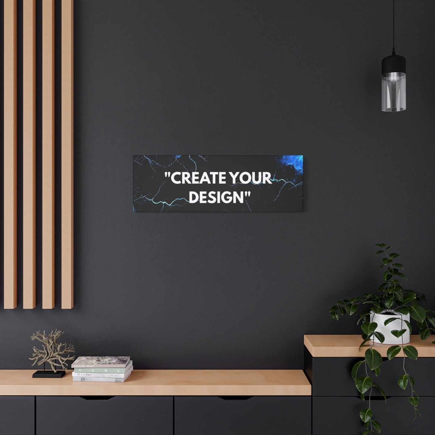 Electric Blue Lightning Matte Canvas Print — "Create Your Design" Stretched Wall Art