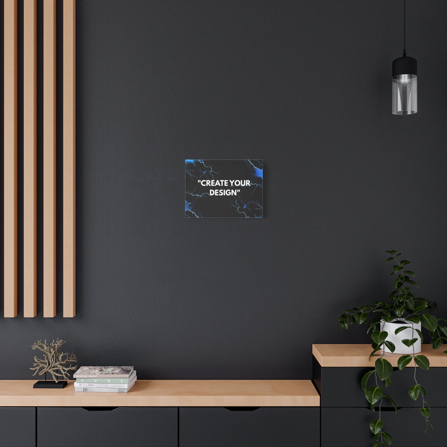 Abstract Blue Lightning Matte Canvas Print — "Create Your Design" Stretched Wall Art