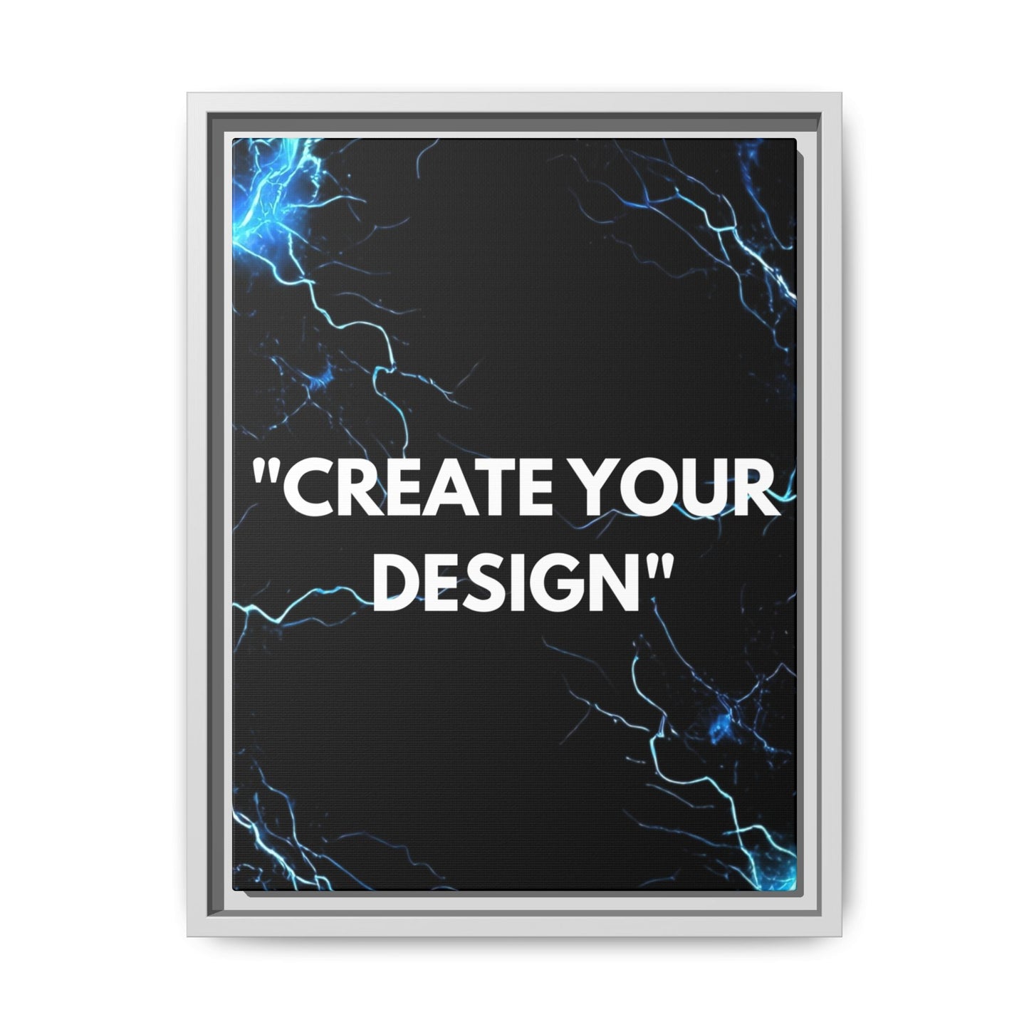 Framed Matte Canvas Wall Art – "Create Your Design" Modern Black Lightning Print
