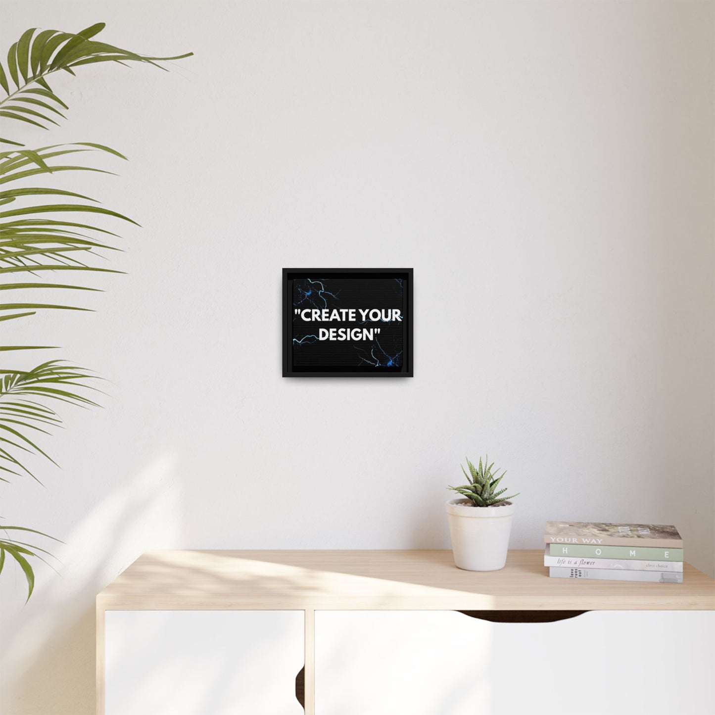 Framed Matte Canvas Wall Art – "Create Your Design" Modern Black Lightning Print