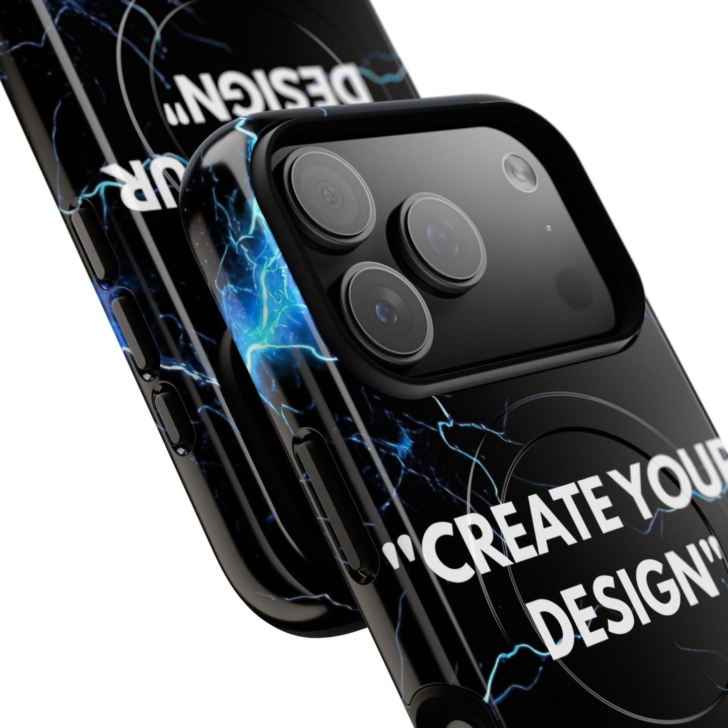 Magnetic Phone Case — Customizable "Create Your Design" Electric Lightning