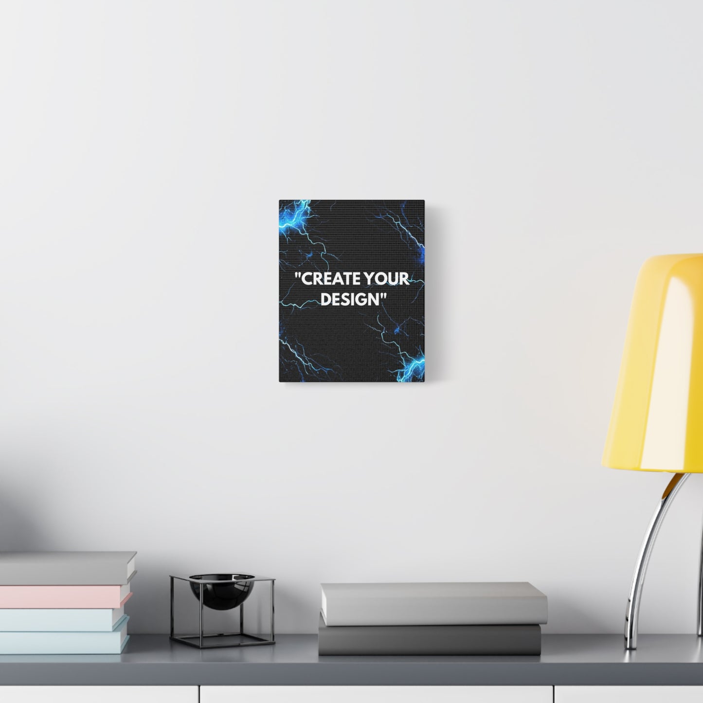 Abstract Blue Lightning Matte Canvas Print — "Create Your Design" Stretched Wall Art
