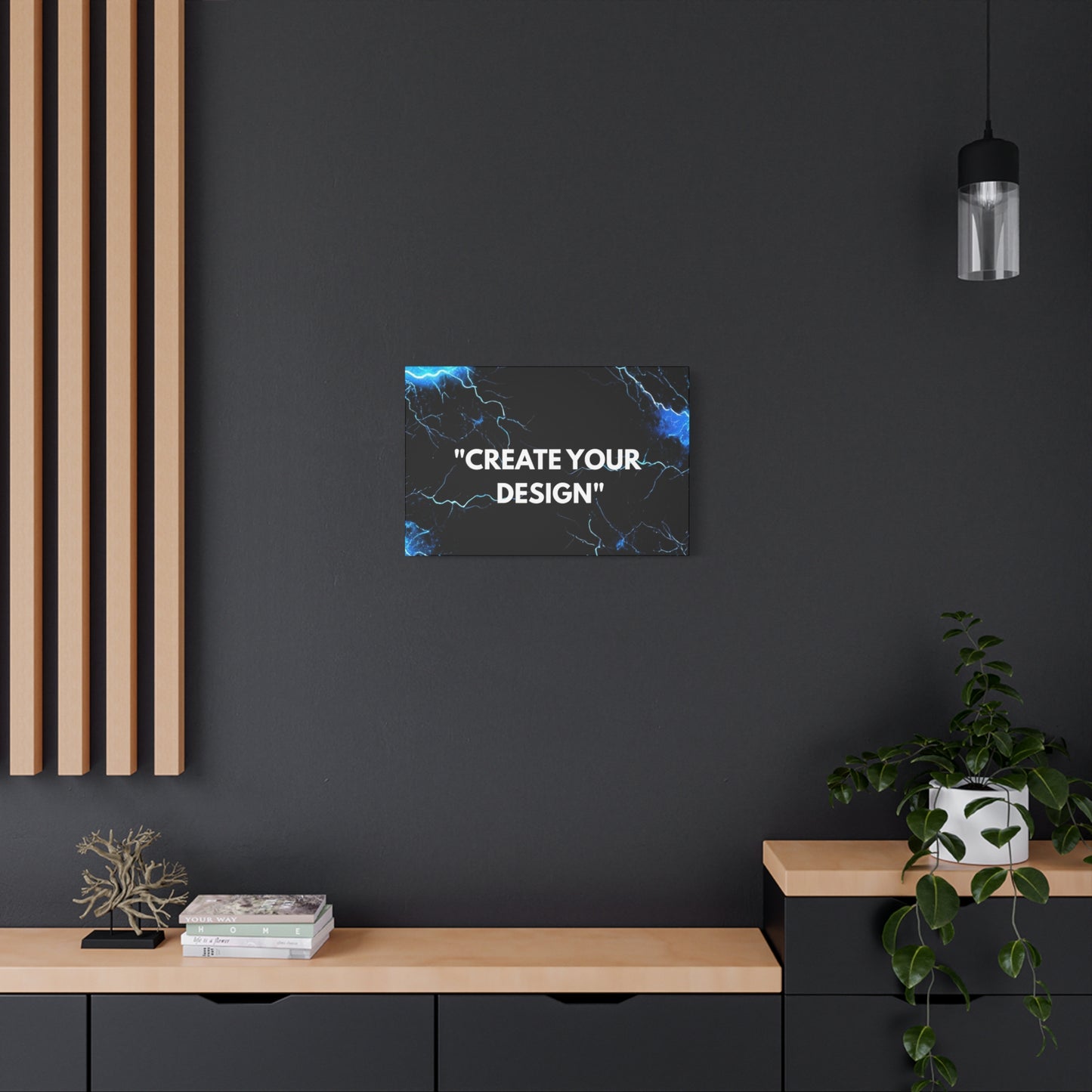 Electric Blue Lightning Matte Canvas Print — "Create Your Design" Stretched Wall Art
