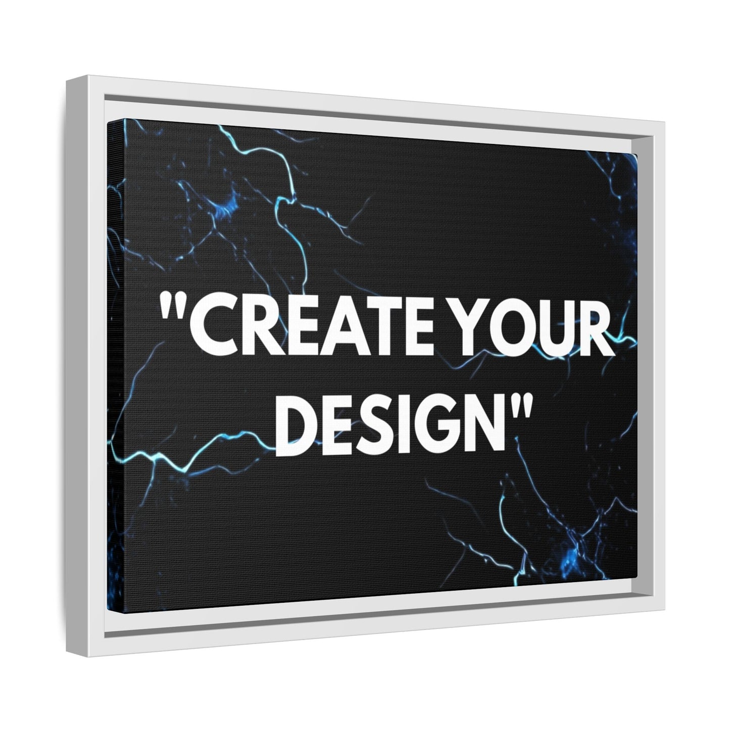 Framed Matte Canvas Wall Art – "Create Your Design" Modern Black Lightning Print