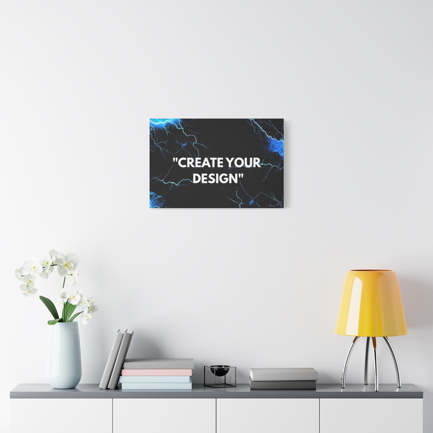 Electric Blue Lightning Matte Canvas Print — "Create Your Design" Stretched Wall Art