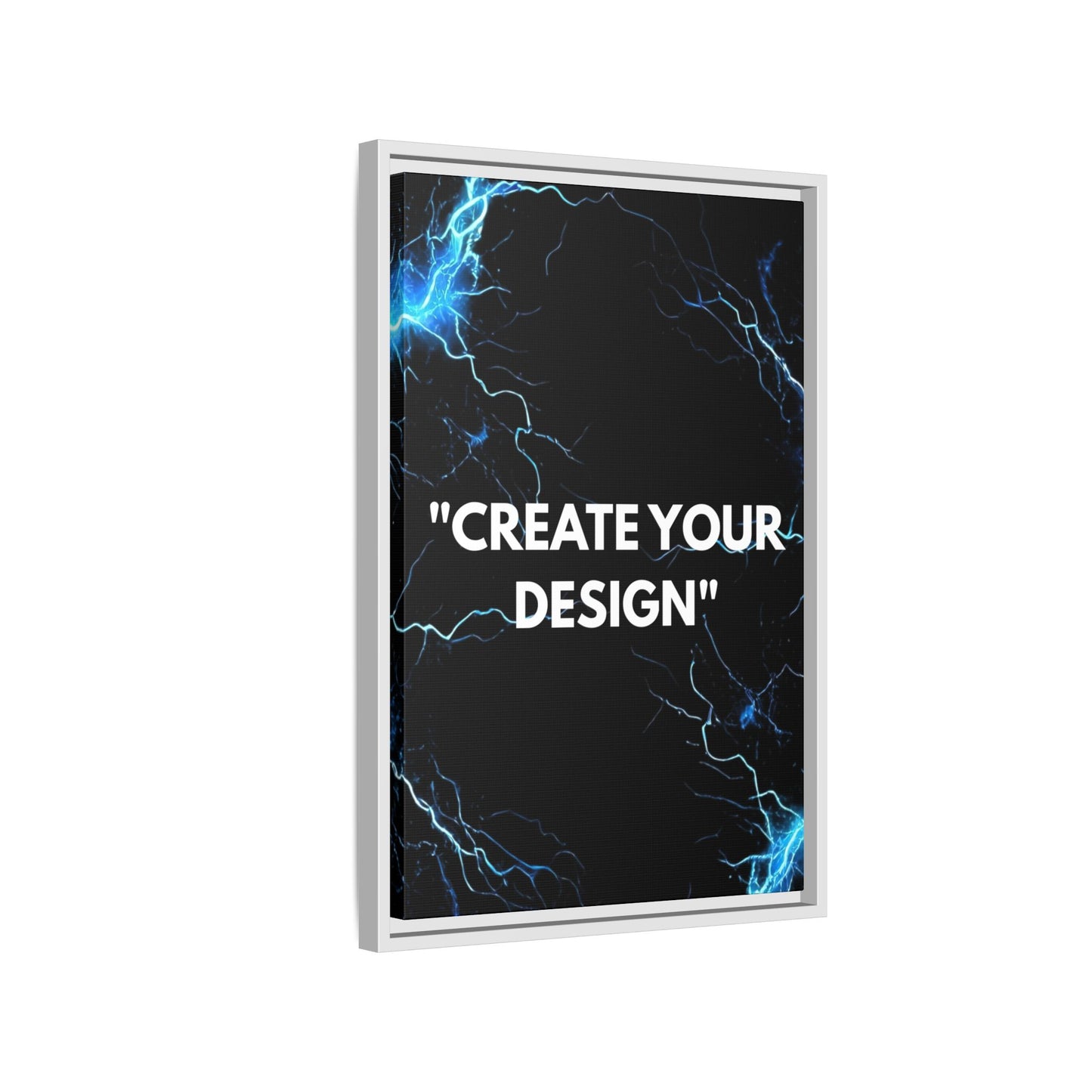 Framed Matte Canvas Wall Art – "Create Your Design" Modern Black Lightning Print