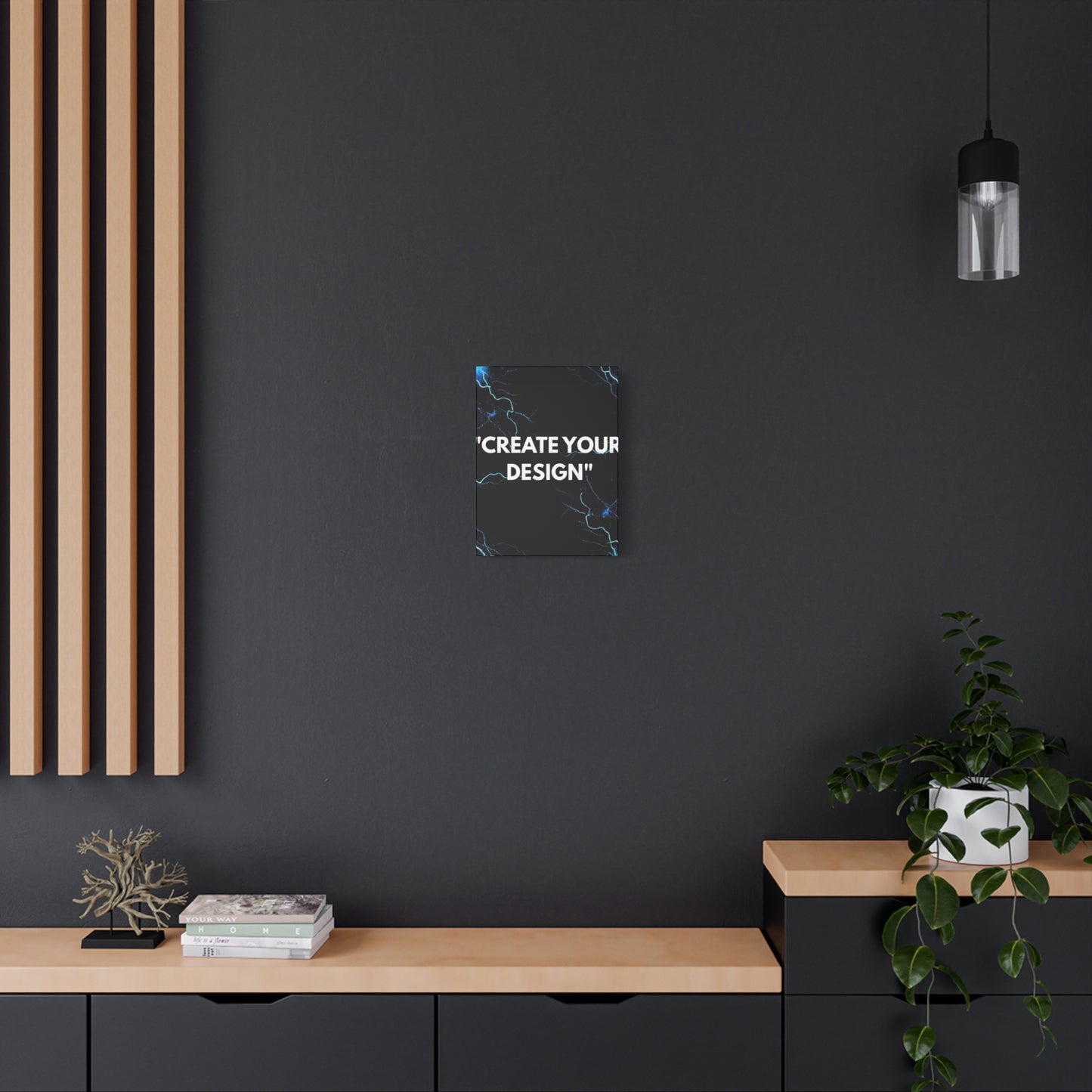 Electric Blue Lightning Matte Canvas Print — "Create Your Design" Stretched Wall Art