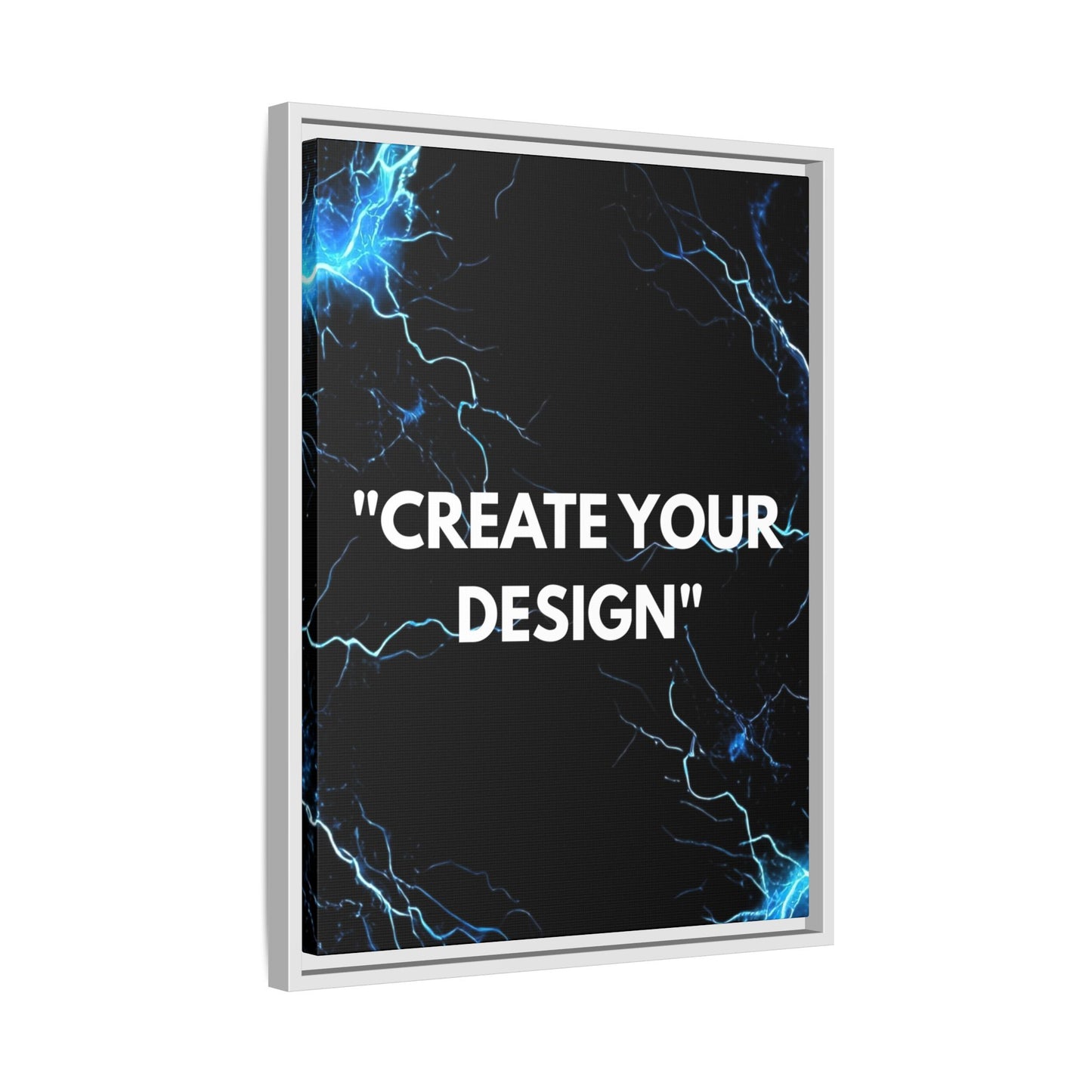 Framed Matte Canvas Wall Art – "Create Your Design" Modern Black Lightning Print